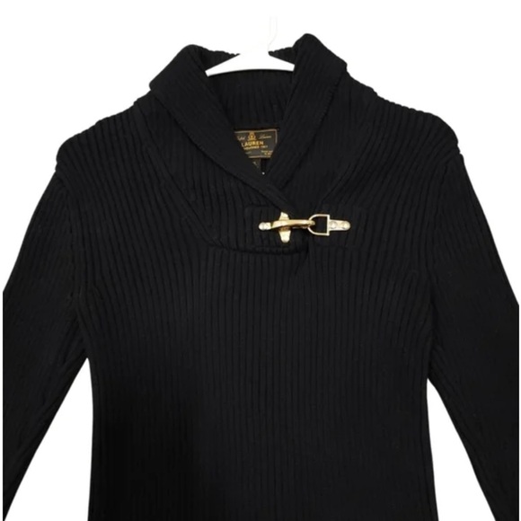 Vintage Ralph Lauren Collar Pullover Sweater Gold Buckle - Picture 2 of 5